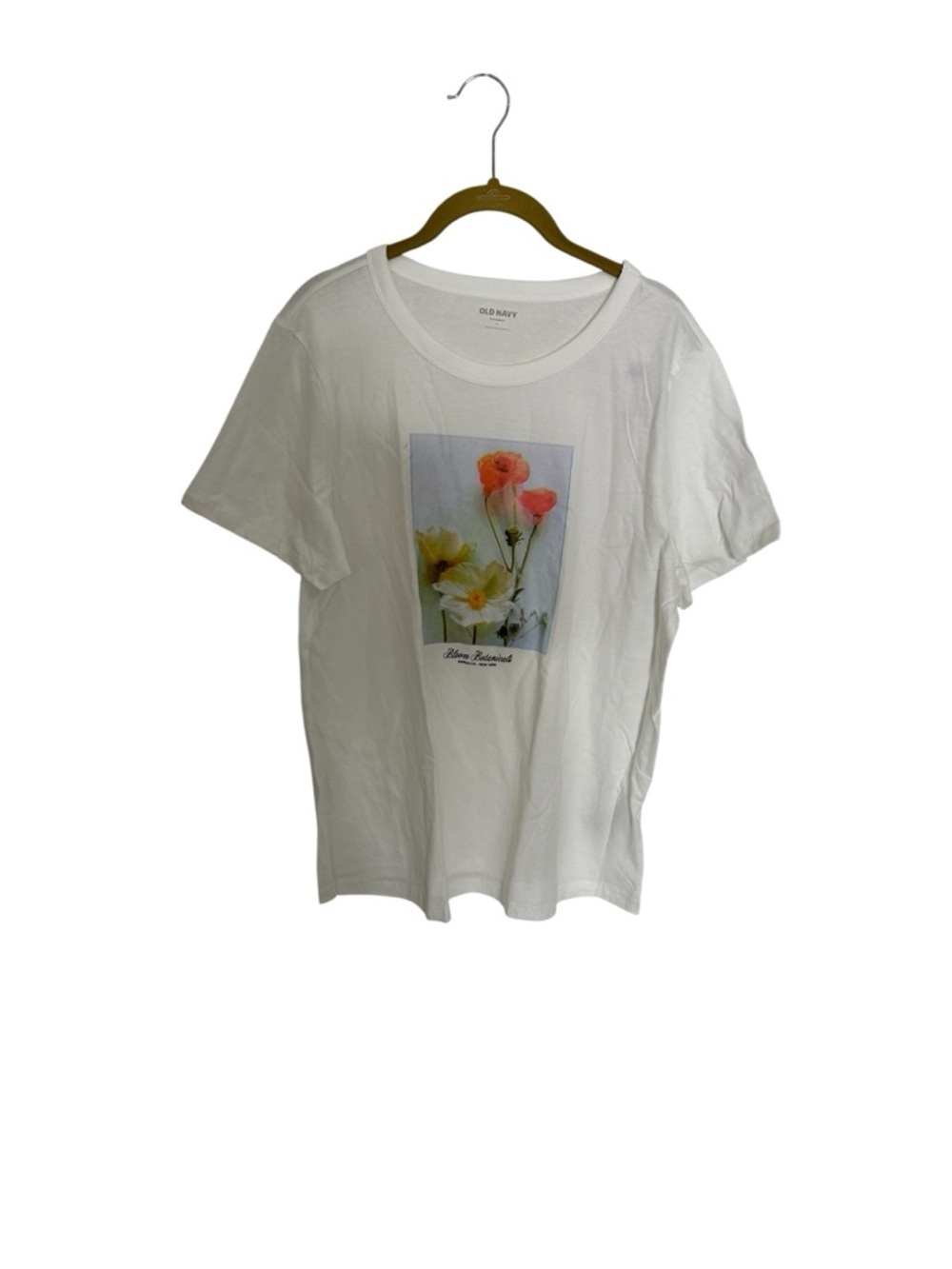 Old Navy White Floral Graphic Tee Large NWT